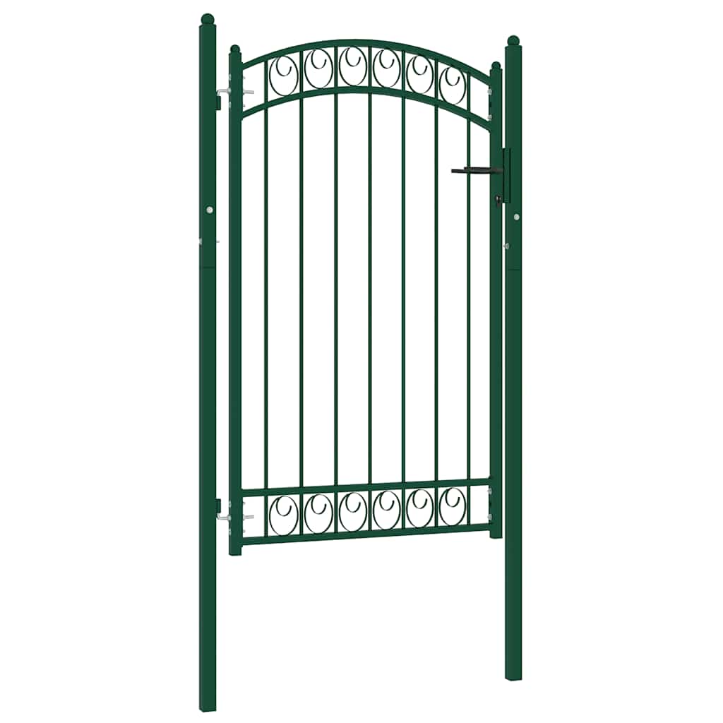 Vidaxl poort met gebogen bovenkant 100x150 cm staal groen