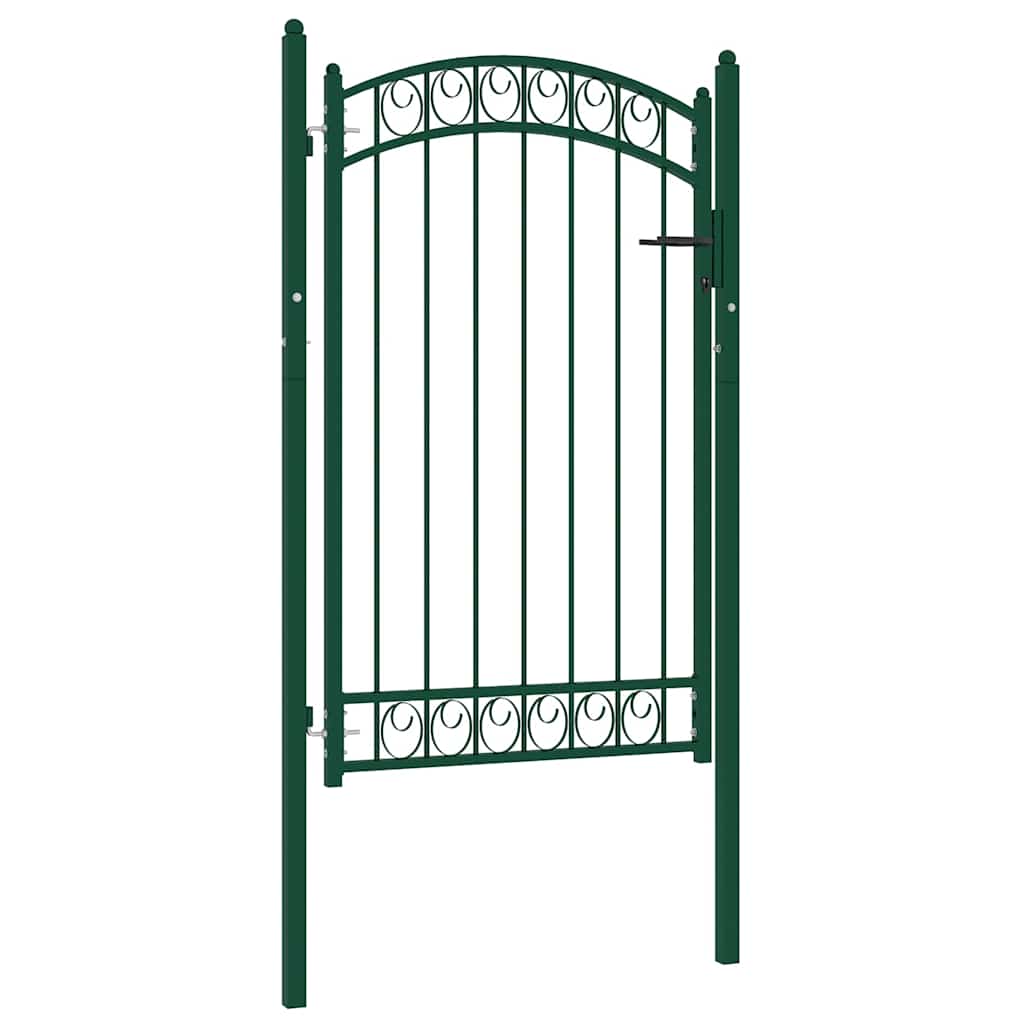 Vidaxl poort met gebogen bovenkant 100x150 cm staal groen
