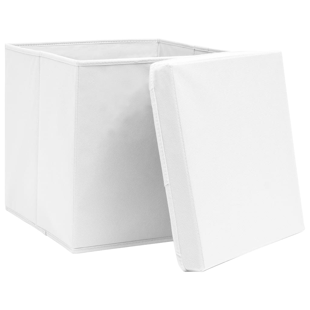 Vidaxl opbergboxen met deksel 10 st 32x32x32 cm stof wit