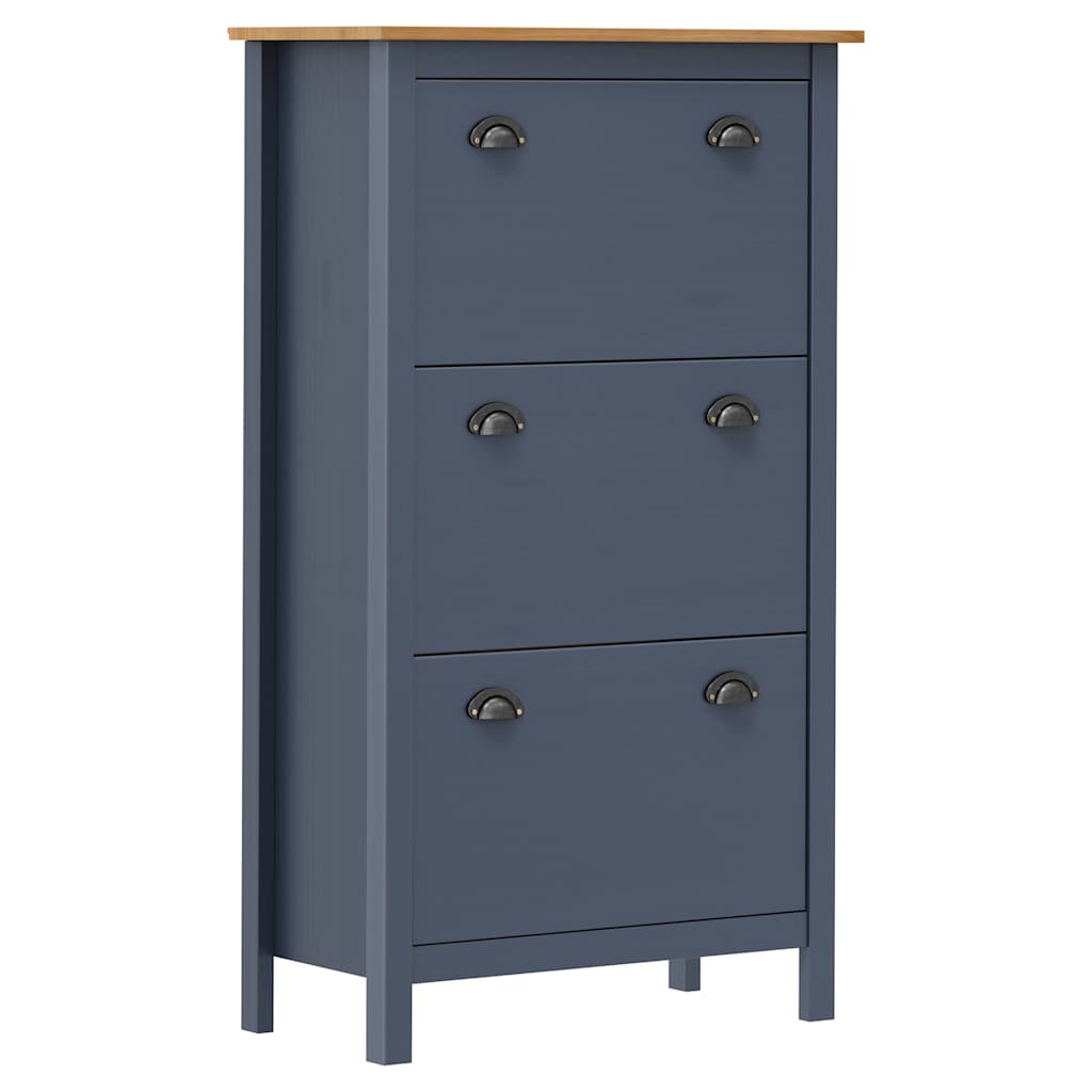 Vidaxl schoenenkast heuvel 72x35x124 cm massief groenenhout grijs