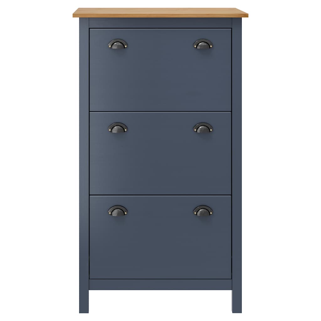 Vidaxl schoenenkast heuvel 72x35x124 cm massief groenenhout grijs