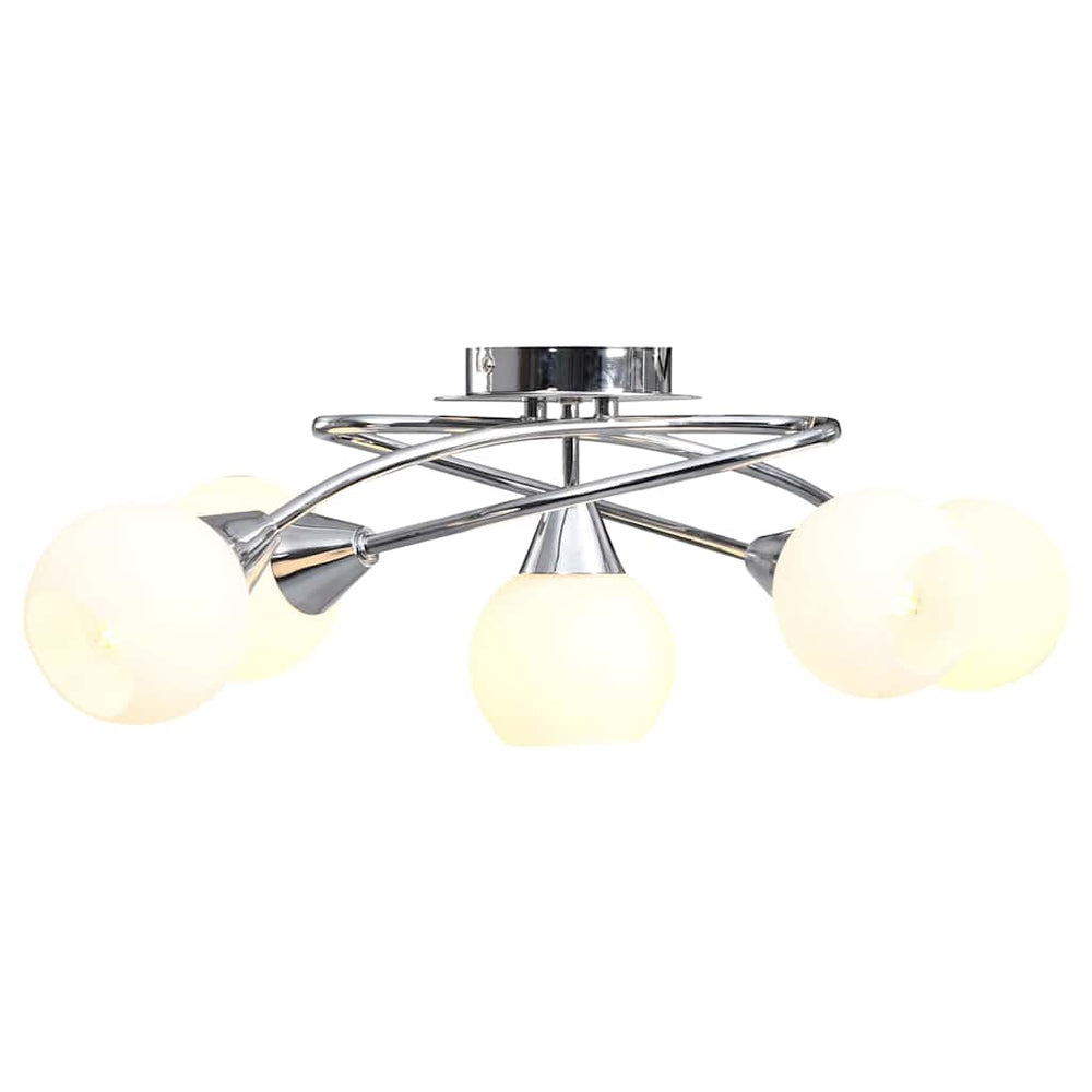 Vidaxl plafondlamp met keramieken bolvormige kappen voor 5xe14 wit