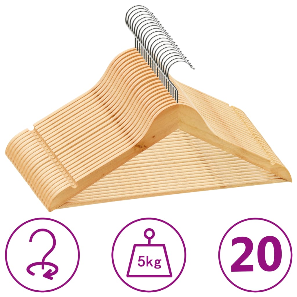 Vidaxl 20-delige kledinghangerset antislip hardhout