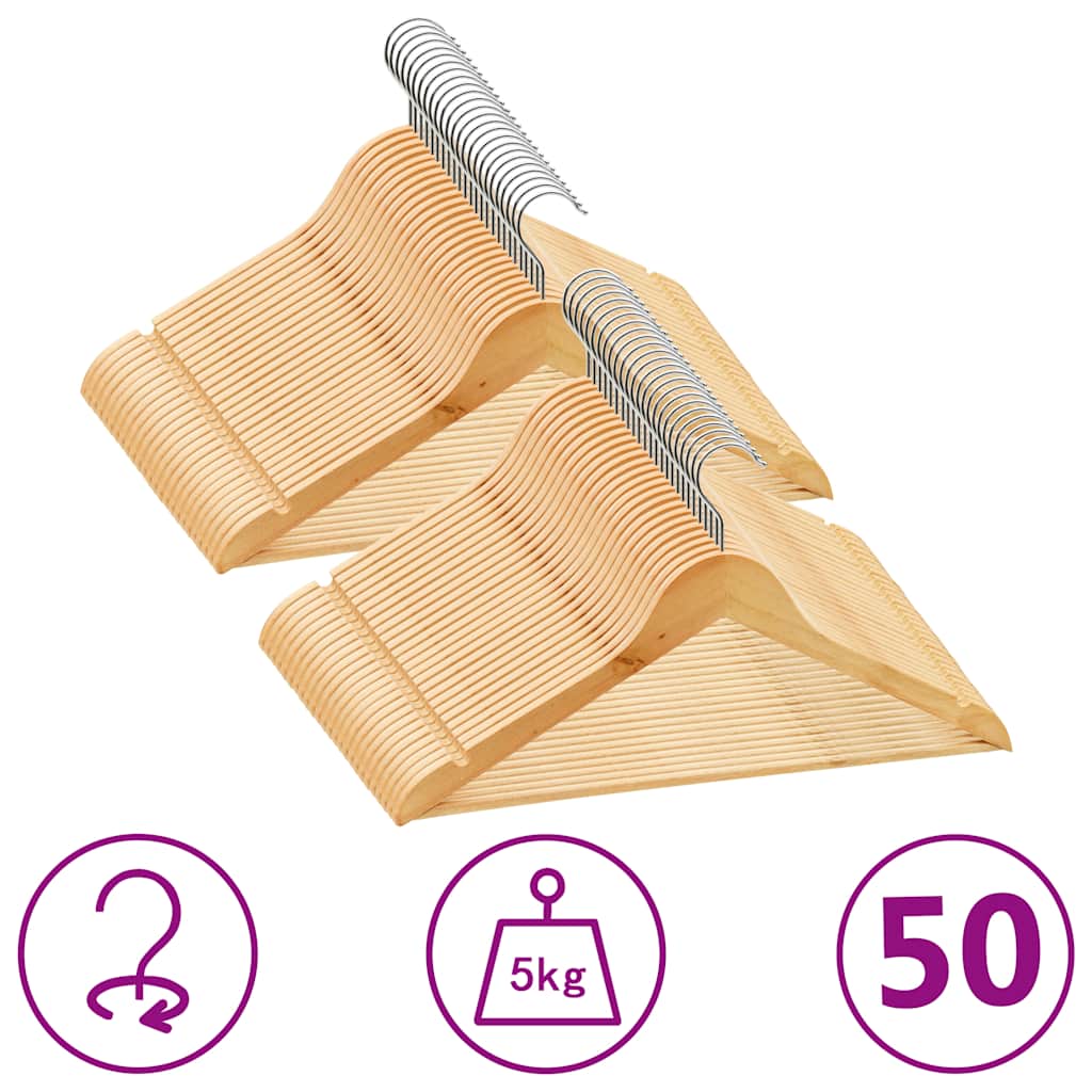 Vidaxl 50-delige kledinghangerset antislip hardhout
