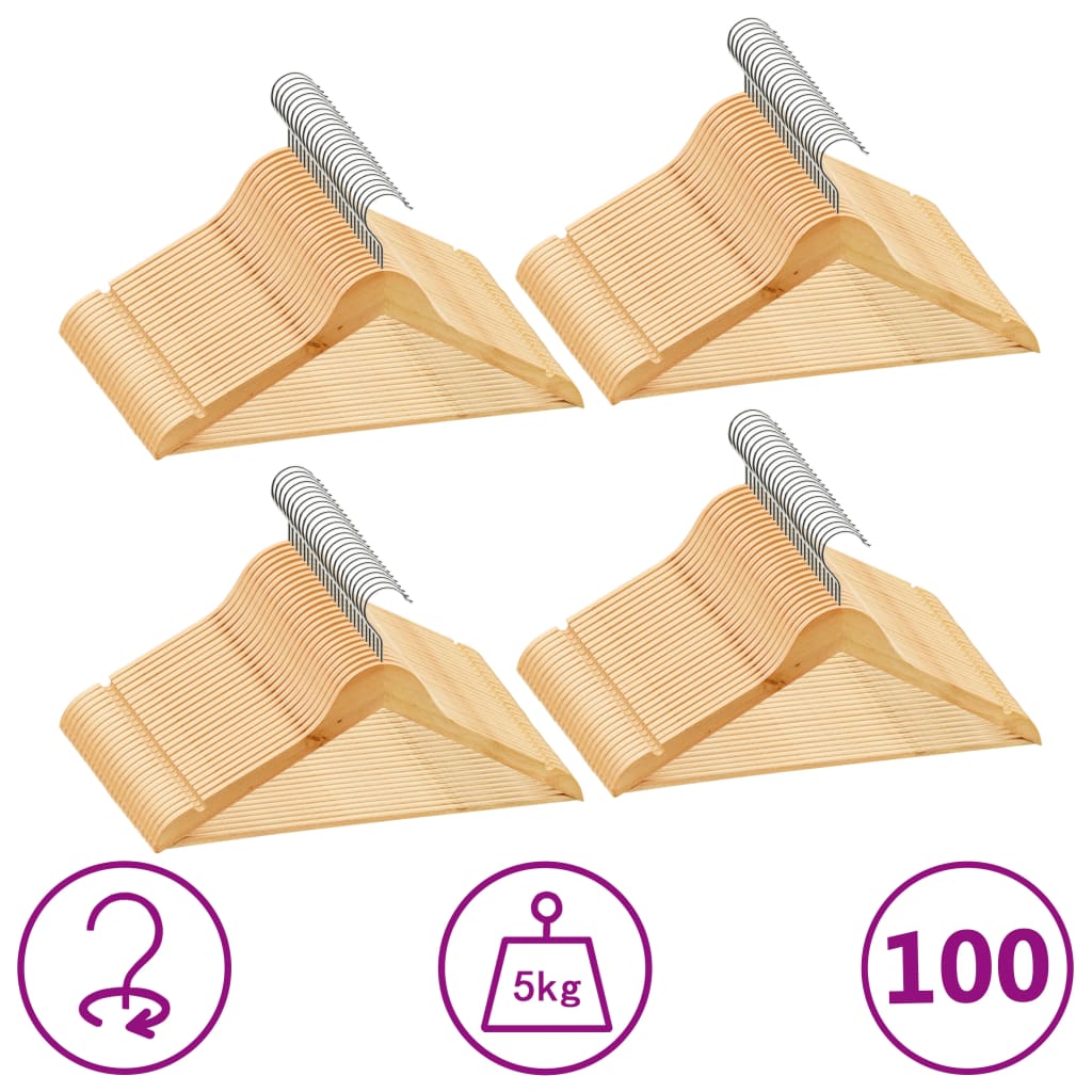 Vidaxl 100-delige kledinghangerset antislip hardhout