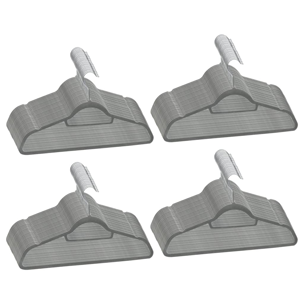 Vidaxl 100-delige kledinghangerset antislip fluweel grijs