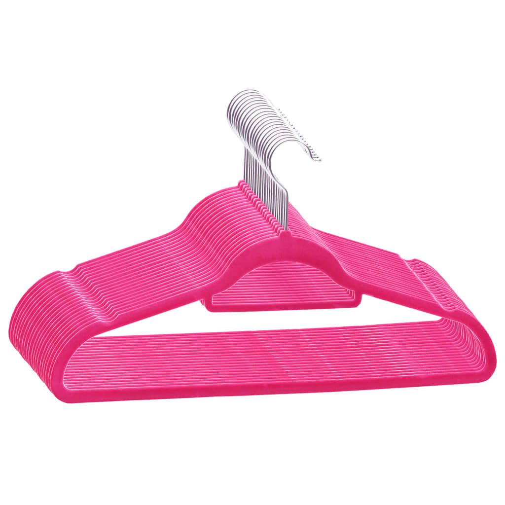 Vidaxl 20-delige kledinghangerset antislip fluweel roze