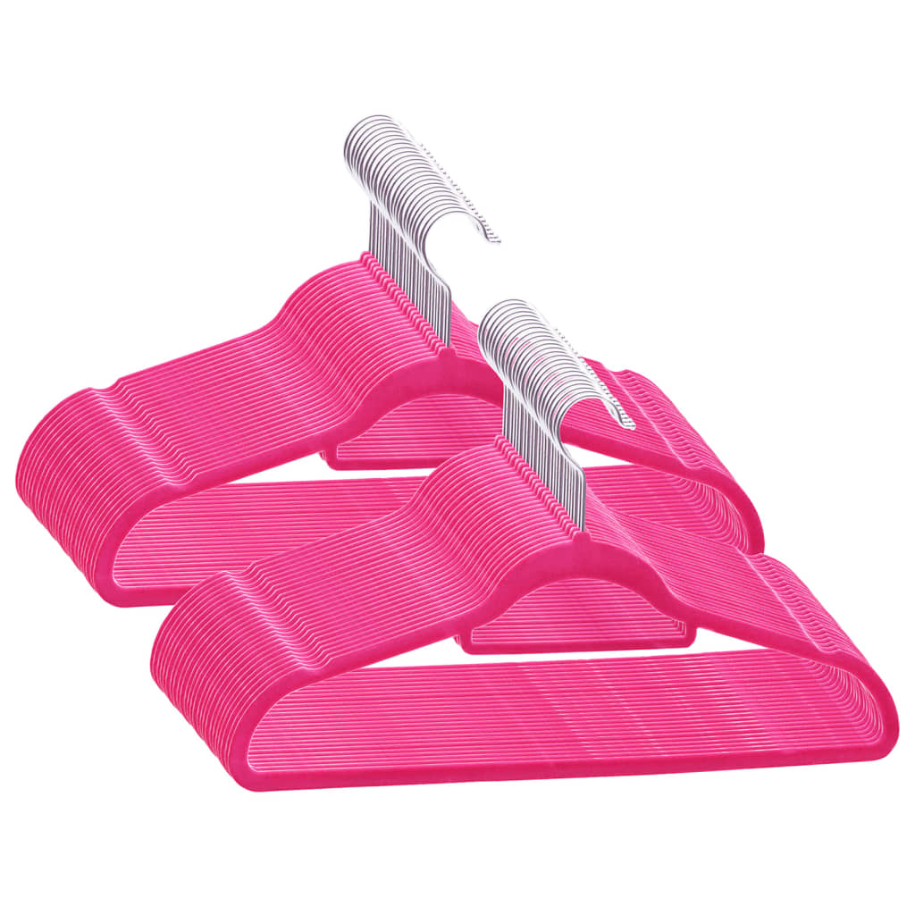 Vidaxl 50-delige kledinghangerset antislip fluweel roze