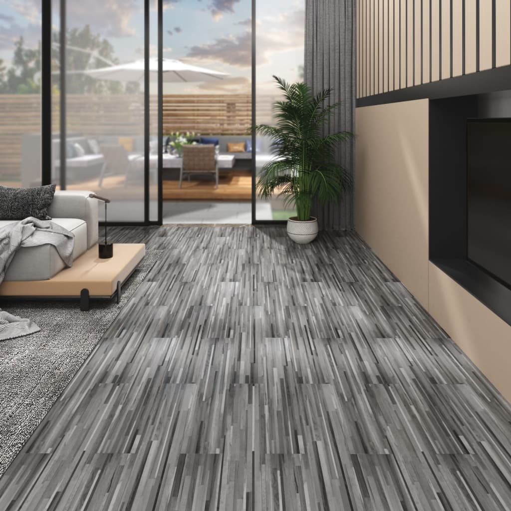 Vidaxl vloerplanken niet-zelfklevende 5,26 m² 2 mm pvc gestreept grijs