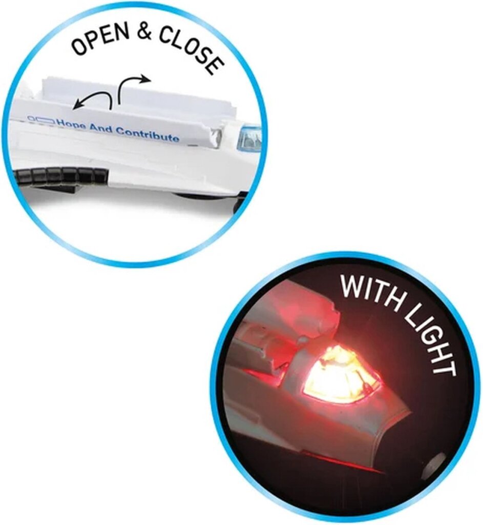 Metal space shuttle met externe brandstoftank licht en geluid