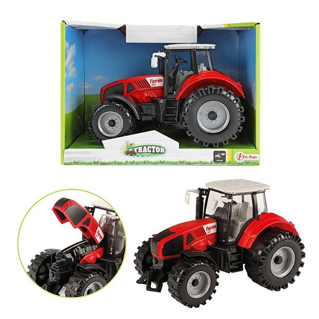 Tractor met frictie 19 cm rood zwart