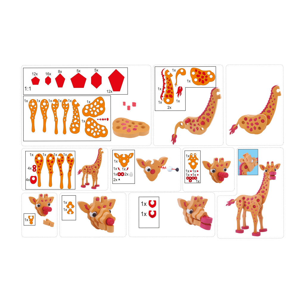 Toi-toys 3d-puzzel giraffe junior 31,5 cm foam oranje 104-delig