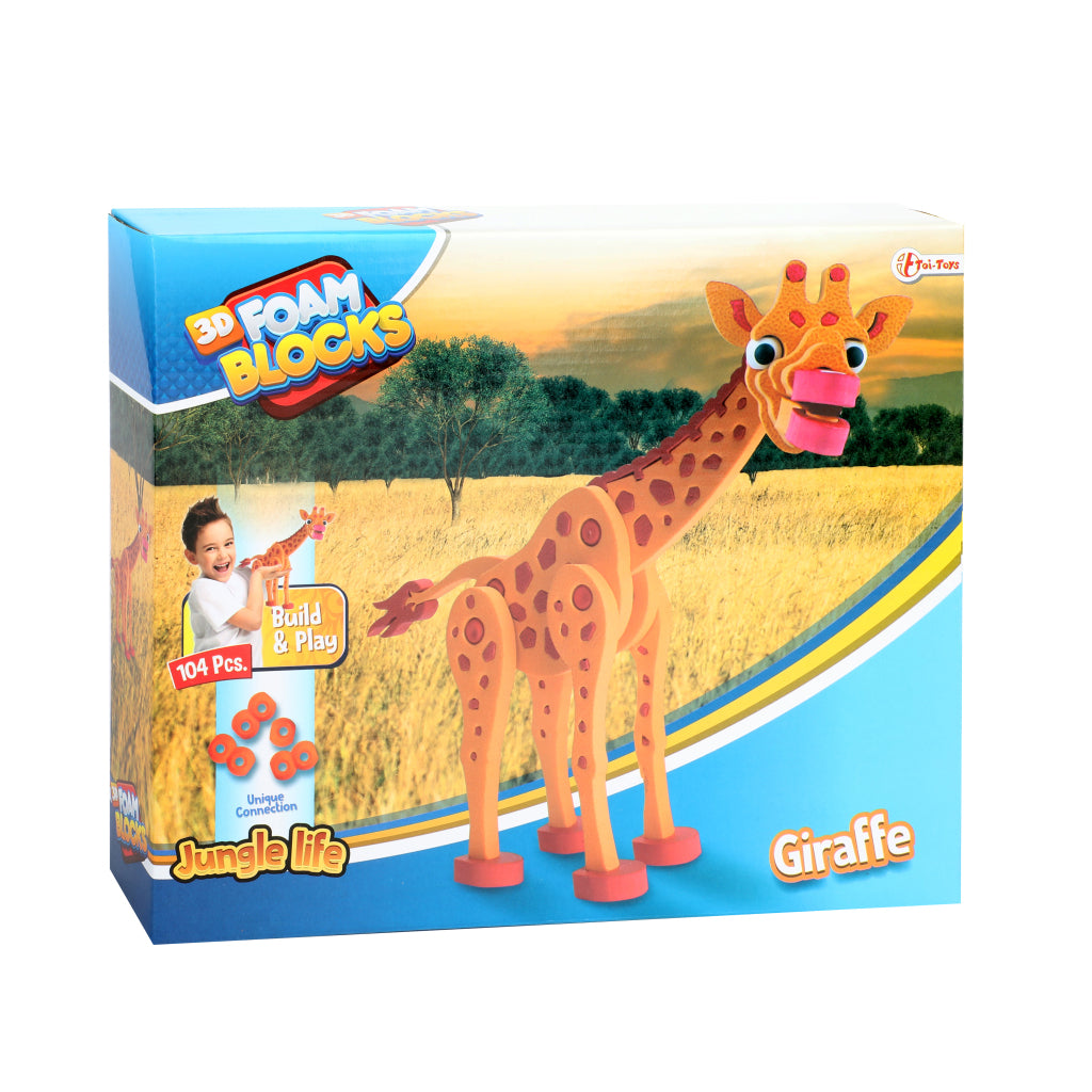 Toi-toys 3d-puzzel giraffe junior 31,5 cm foam oranje 104-delig