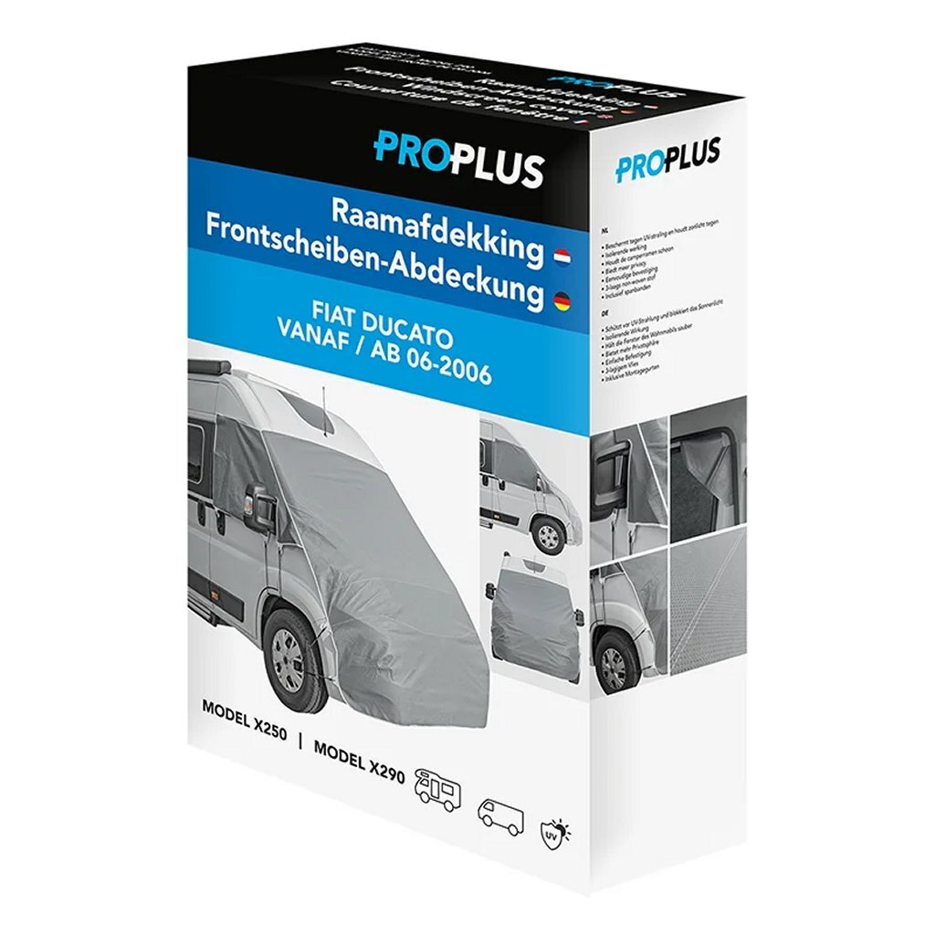 Proplus raamafdekking voor fiat ducato vanaf 2006 - nonwoven - voorruitfolie - zonbescherming - voorruitafdekking - eenvoudige bevestigen - privacy en bescherming - tegen hitte en kou - inclusief bevestigingstrips