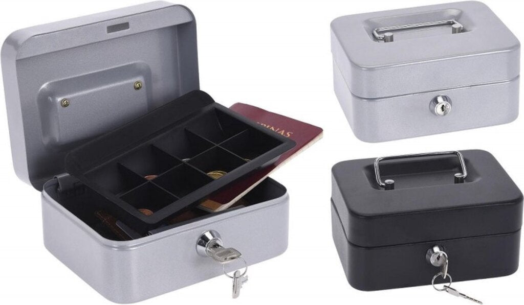 Diverse geldkist metaal 16,5x13x8cm