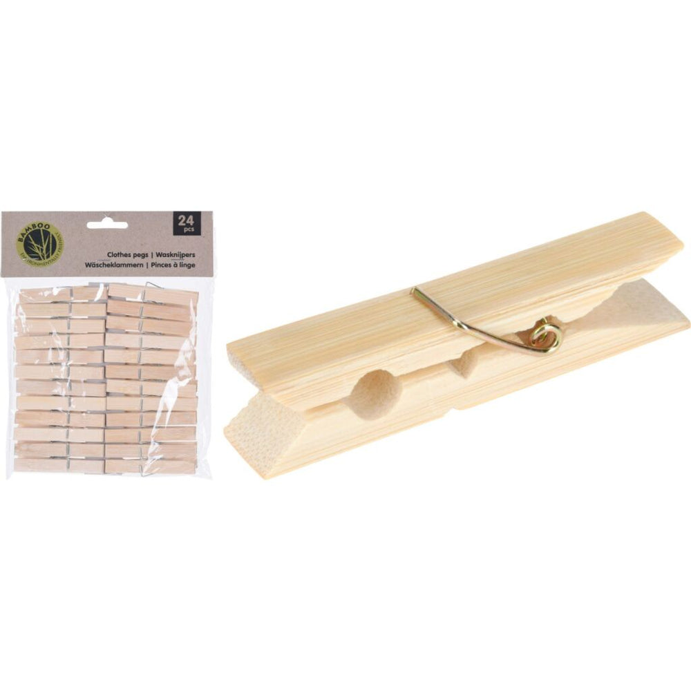 Basis wasknijpers bamboe set 24 stuks