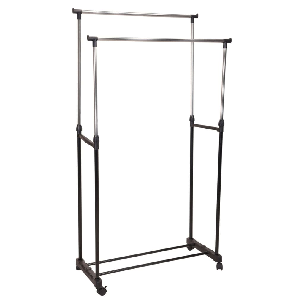 Opbergoplossingen kledingrek met wielen dubbel 80x42x(90-160) cm