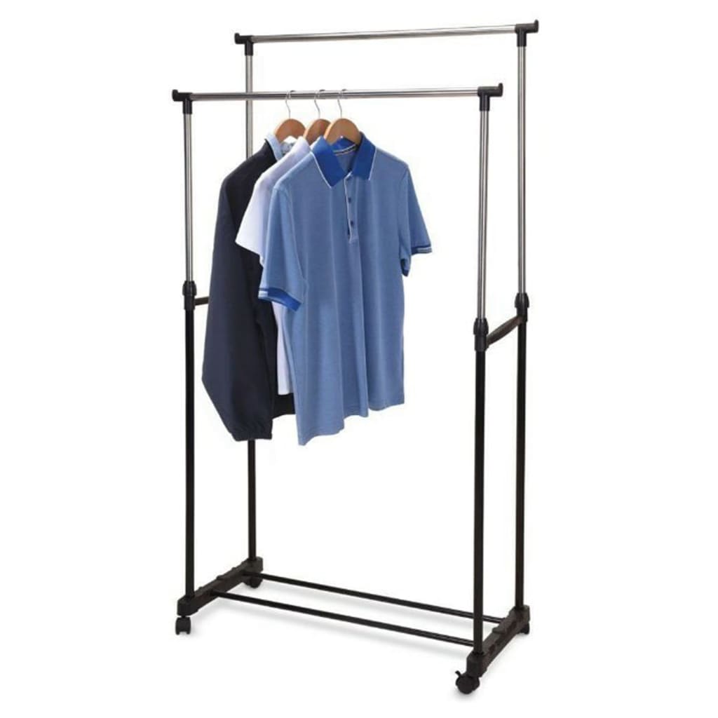 Opbergoplossingen kledingrek met wielen dubbel 80x42x(90-160) cm