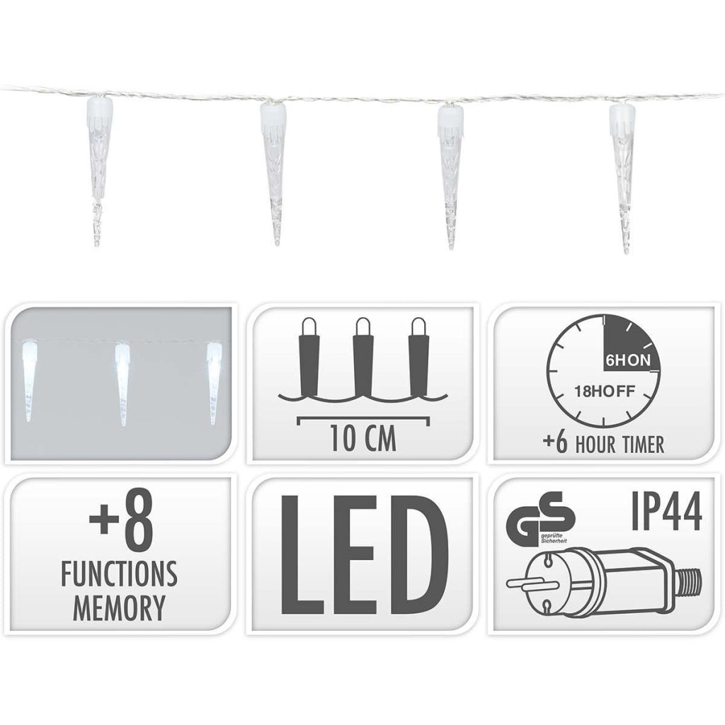 SIASIA Kerstverlichting IJspegels 100 LEDs 9,9M IP44 + Timer