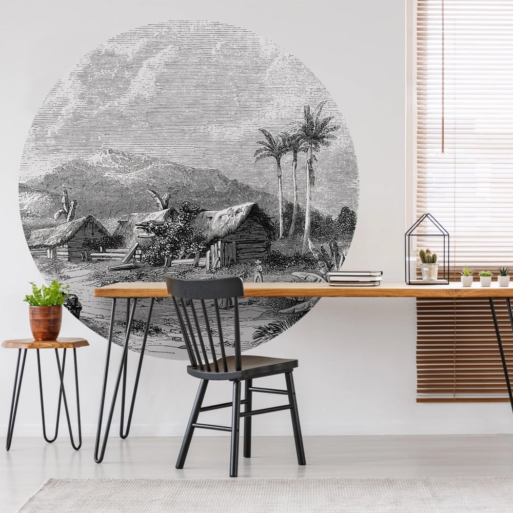 Wandkunst behangcirkel landschap van guadeloupe 190 cm