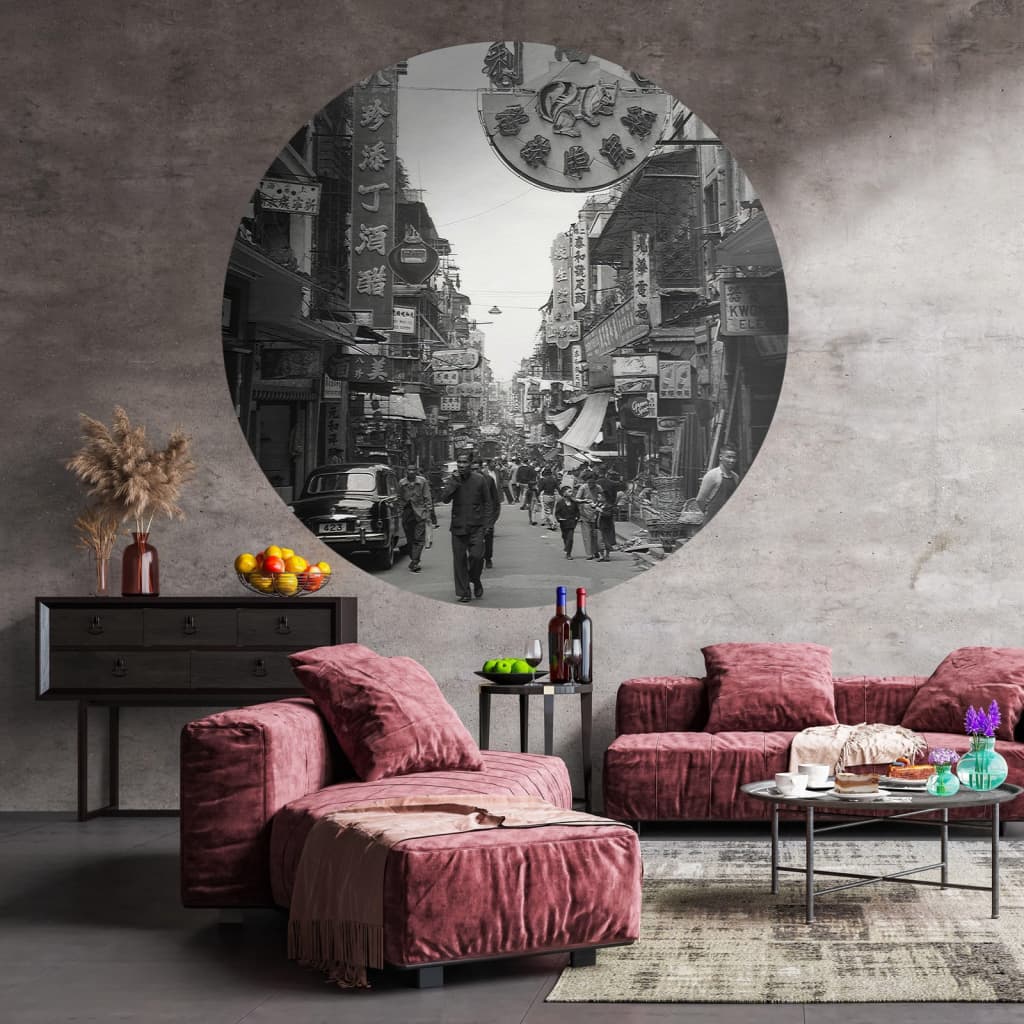 Wallart behangcirkel hongkong the old days 190 cm