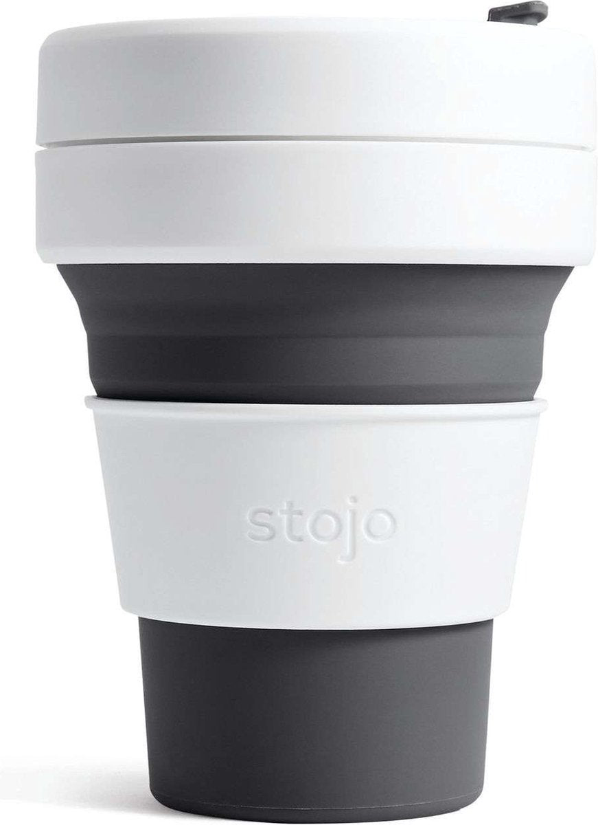 Stojo - pocket cup - koffie theebeker - 355 ml - herbruikbaar - opvouwbaar - slate
