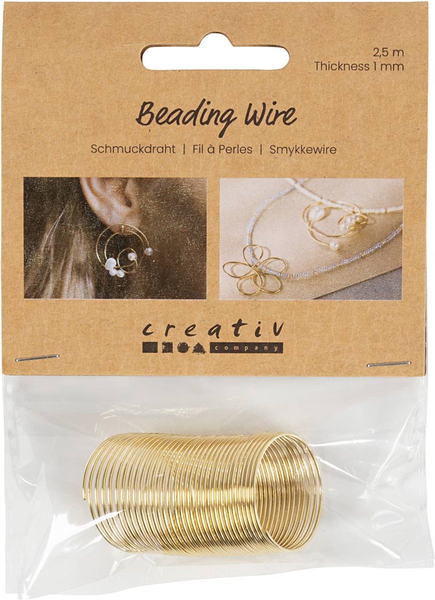 Creativ company cc jewellery wire, thickness 1 mm, gold-plated, 2.50 m 1 pack