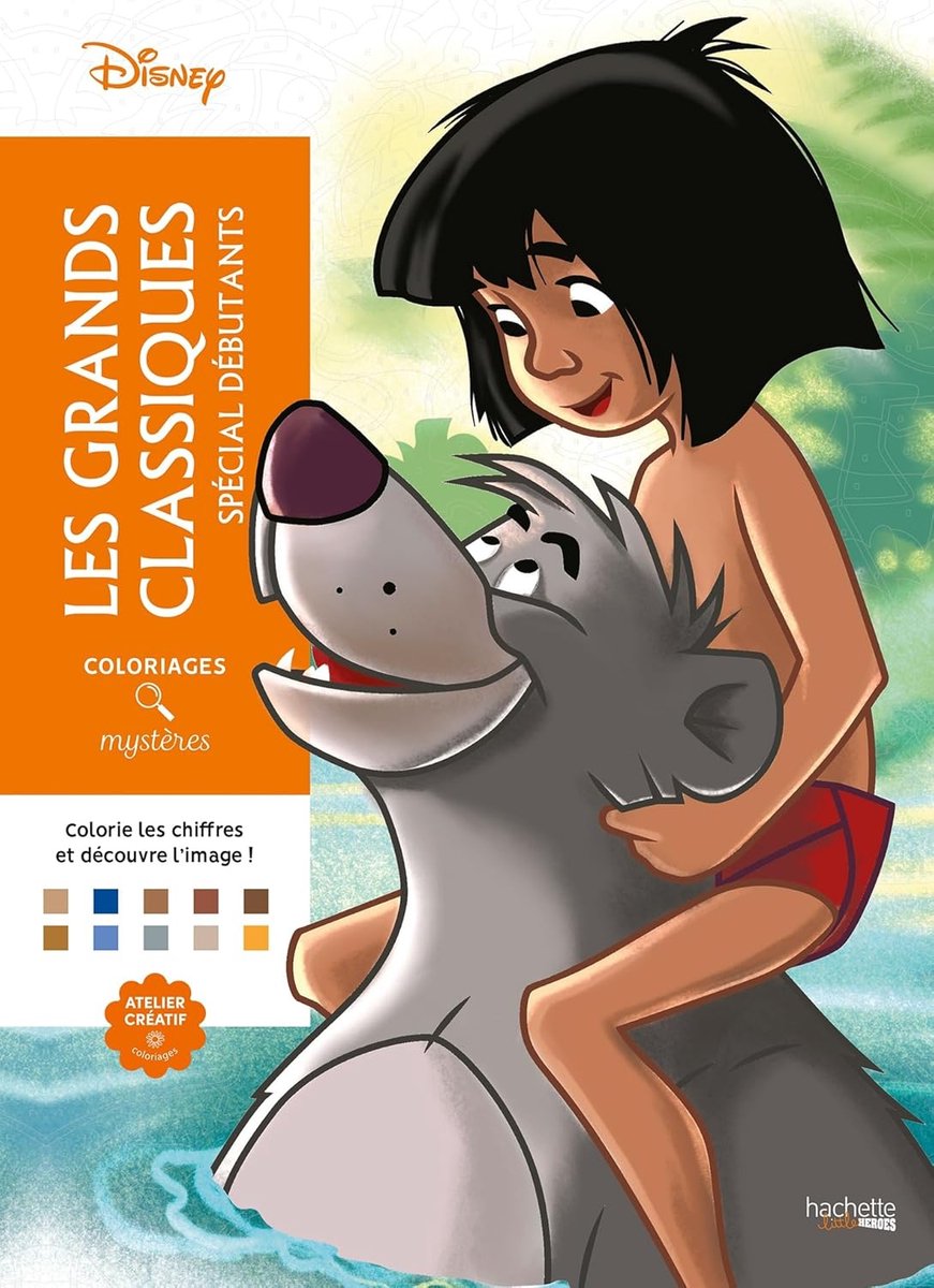 Hachette heroes coloriages mystères disney les grands classiques spécial debutants - kleuren op nummer kleurboek voor volwassenen en kinderen - hachette