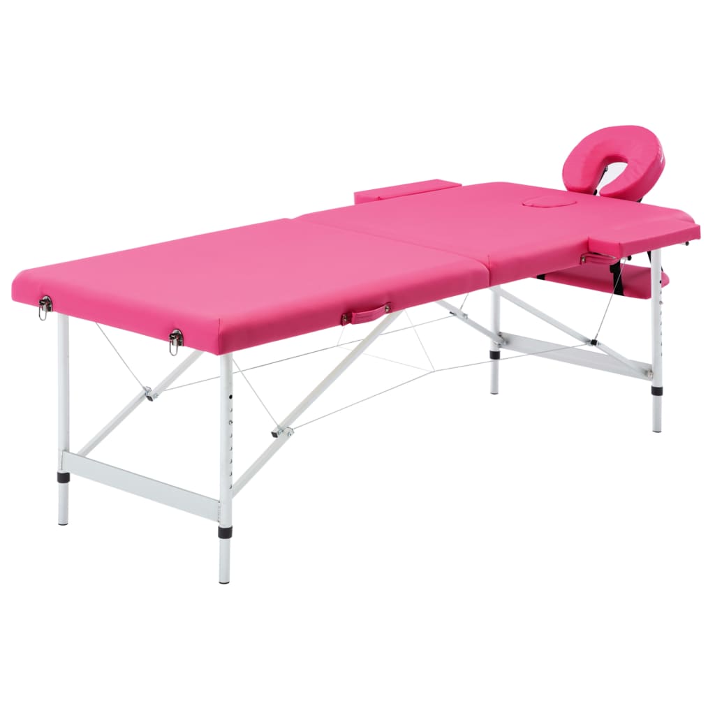 Vidaxl massagetafel inklapbaar 2 zones aluminium roze