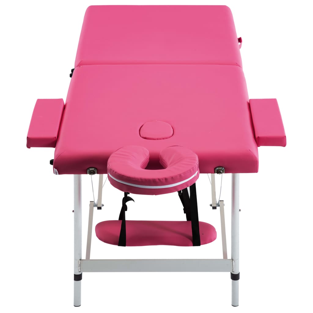 Vidaxl massagetafel inklapbaar 2 zones aluminium roze