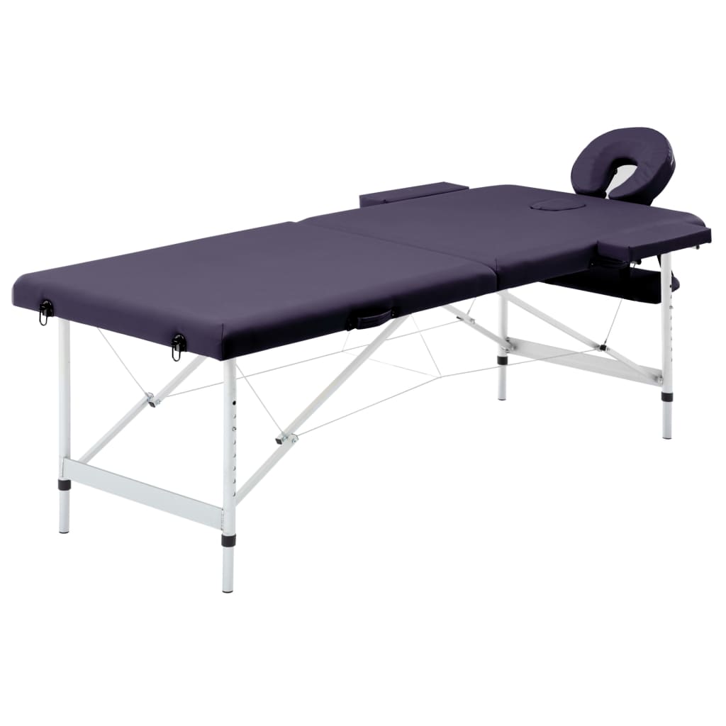 Vidaxl massagetafel inklapbaar 2 zones aluminium paars
