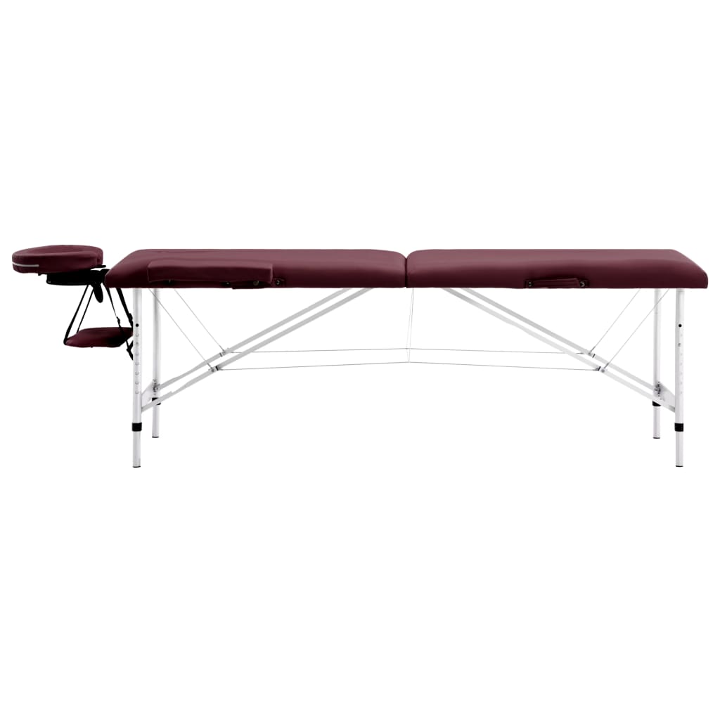 Vidaxl massagetafel inklapbaar 2 zones aluminium wijnpaars