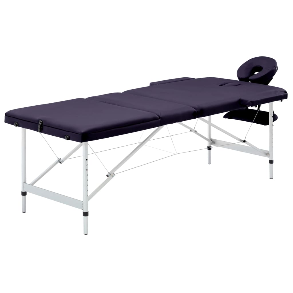 VidaXL Massagetafel inklapbaar 3 zones aluminium paars