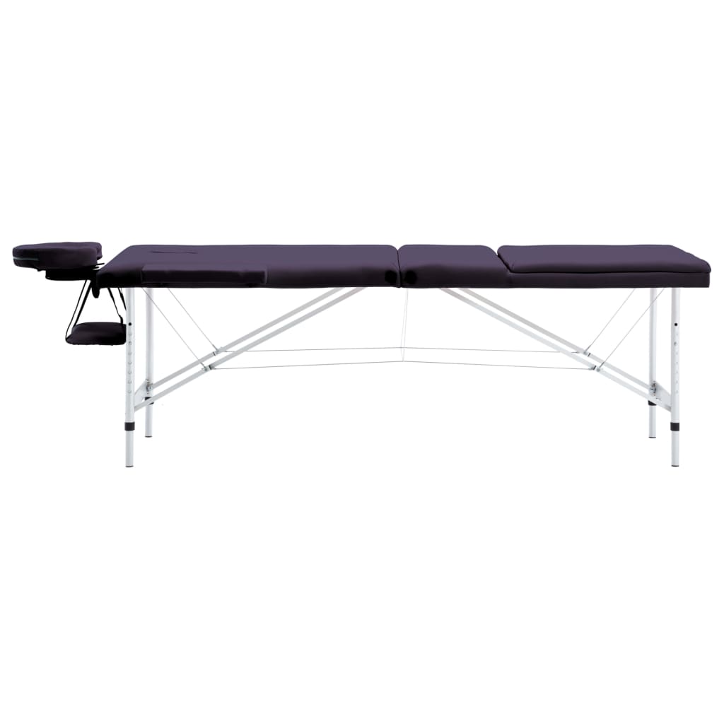 VidaXL Massagetafel inklapbaar 3 zones aluminium paars