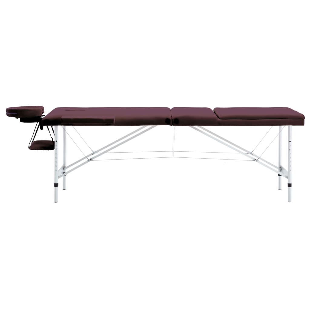 VidaXL Massagetafel inklapbaar 3 zones aluminium wijnpaars