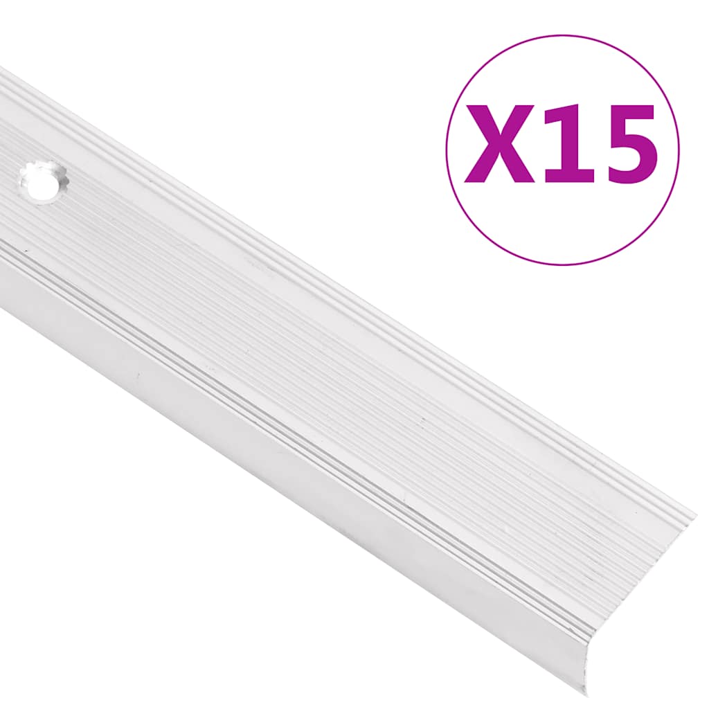 Vidaxl trapneuzen l-vormig 15 st 90 cm aluminium zilverkleurig