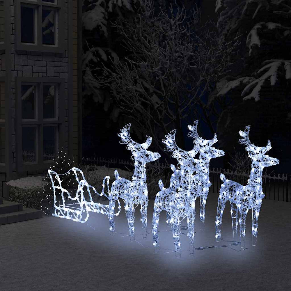 Vidaxl kerstdecoratie rendieren en slee 280x28x55 cm acryl