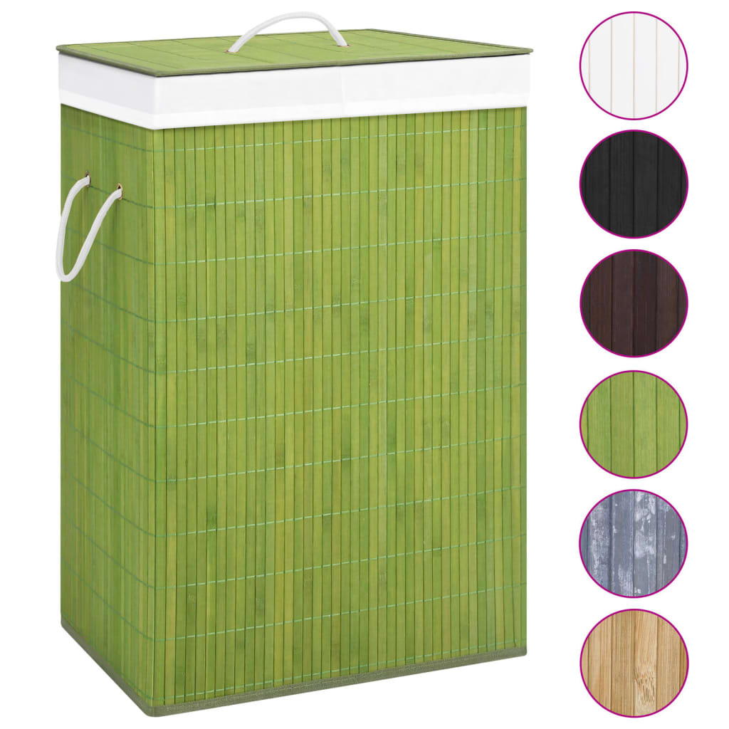VidaXL Wasmand met 2 vakken 72 L bamboe groen