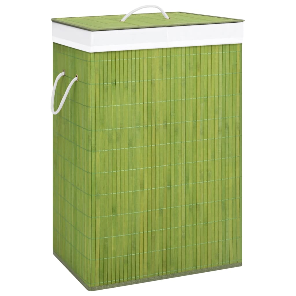 VidaXL Wasmand met 2 vakken 72 L bamboe groen