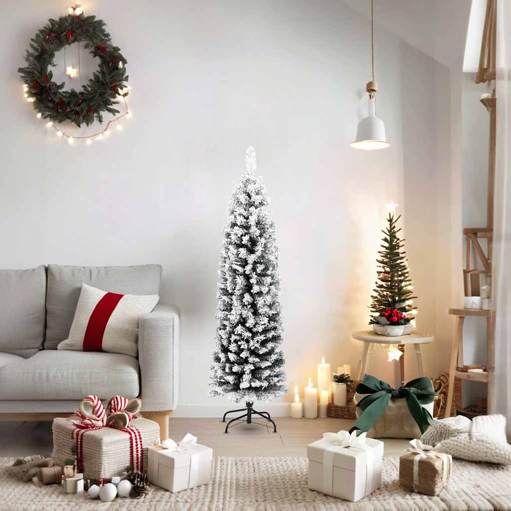 VidaXL Kunstkerstboom met sneeuw klein 150 cm PVC groen