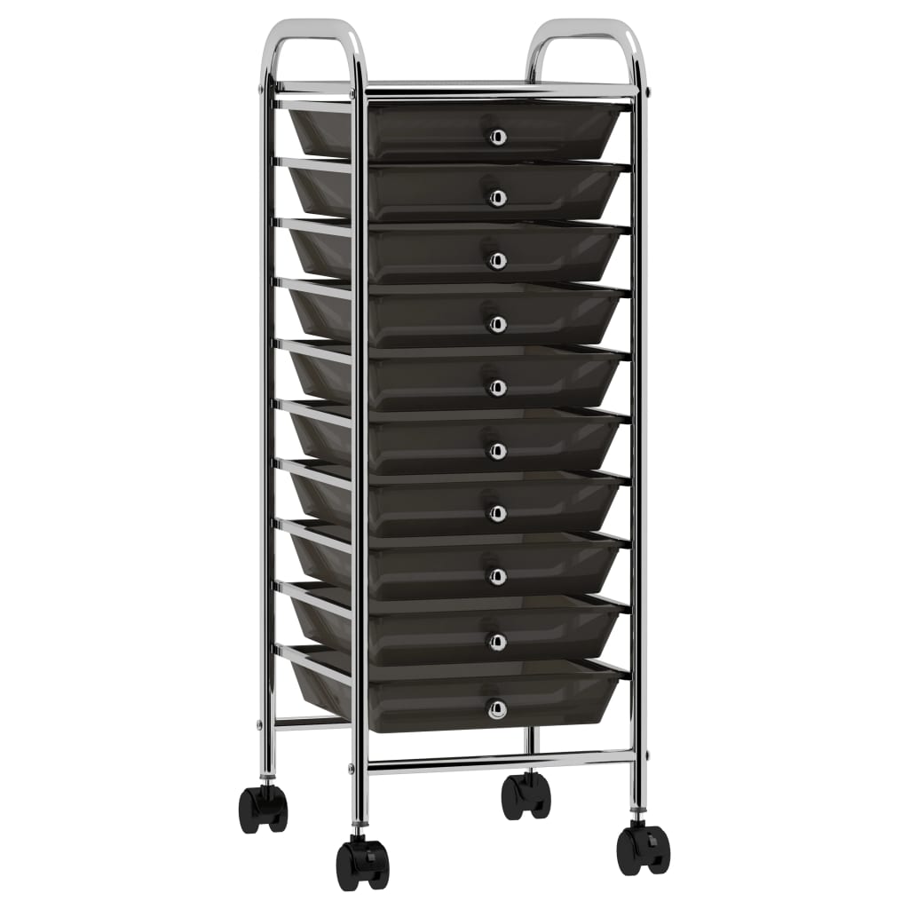 Vidaxl opbergtrolley met 10 laden mobiel kunststof zwart