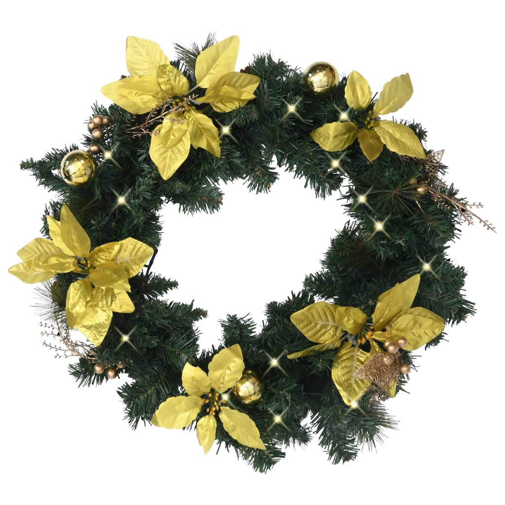 Vidaxl kerstkrans met led-lampjes 60 cm pvc groen