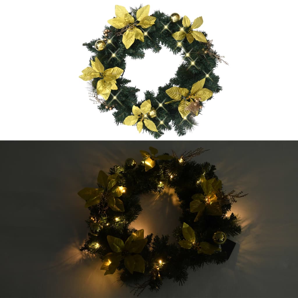 Vidaxl kerstkrans met led-lampjes 60 cm pvc groen