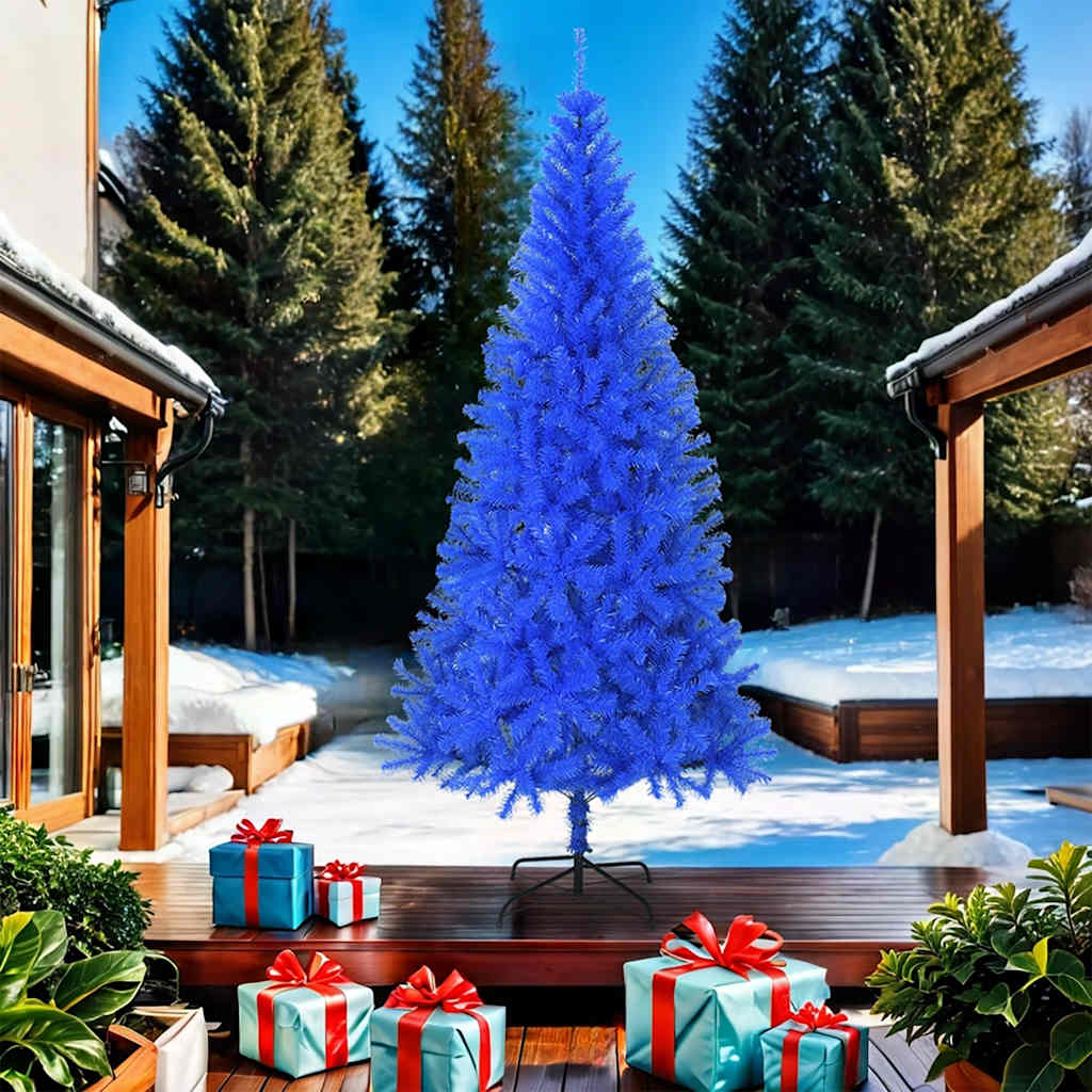 Vidaxl kunstkerstboom met standaard 210 cm pvc blauw