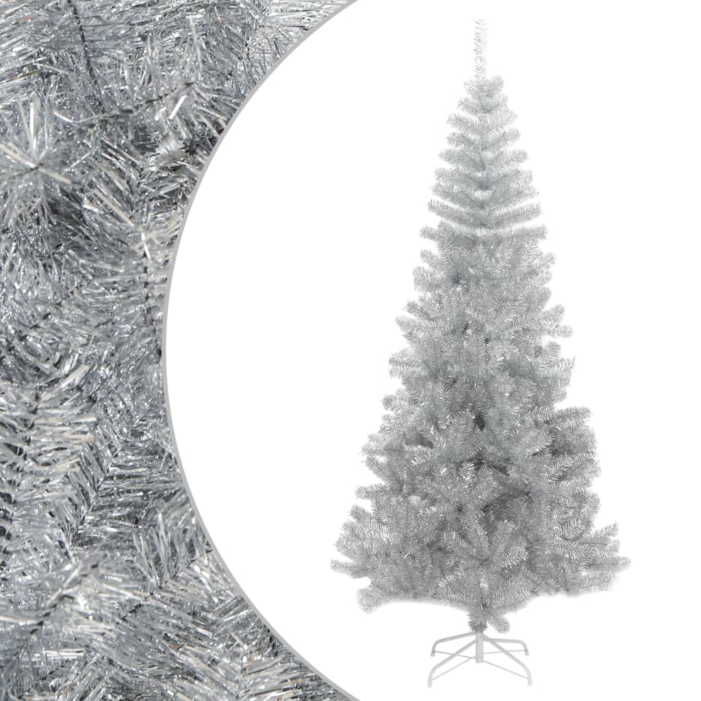 VidaXL Kunstkerstboom met standaard 180 cm PET zilverkleurig