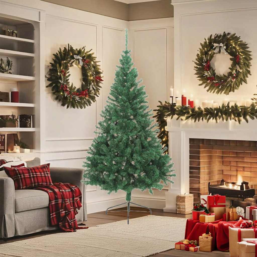 Vidaxl kunstkerstboom met standaard half 180 cm pvc groen