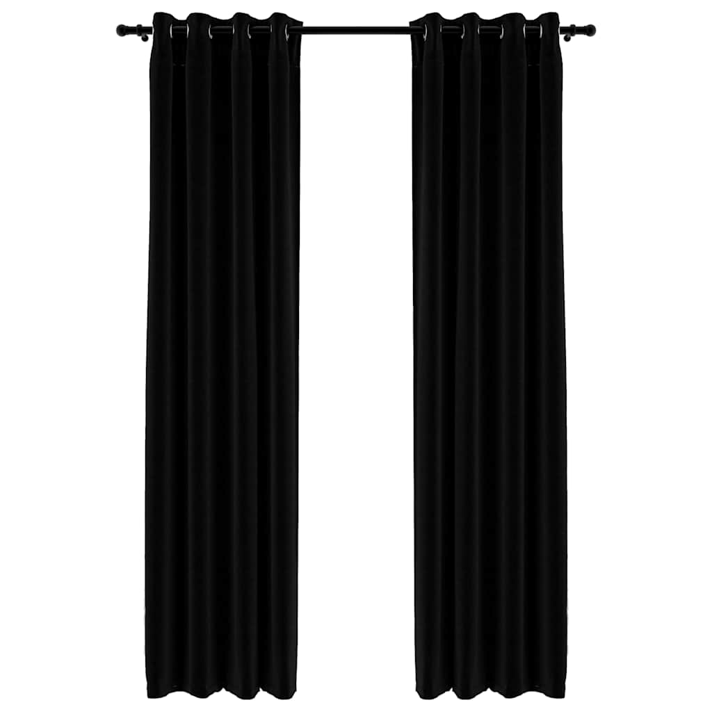 Vidaxl gordijnen linnenlook verduisterend ogen 2 st 140x245 cm zwart