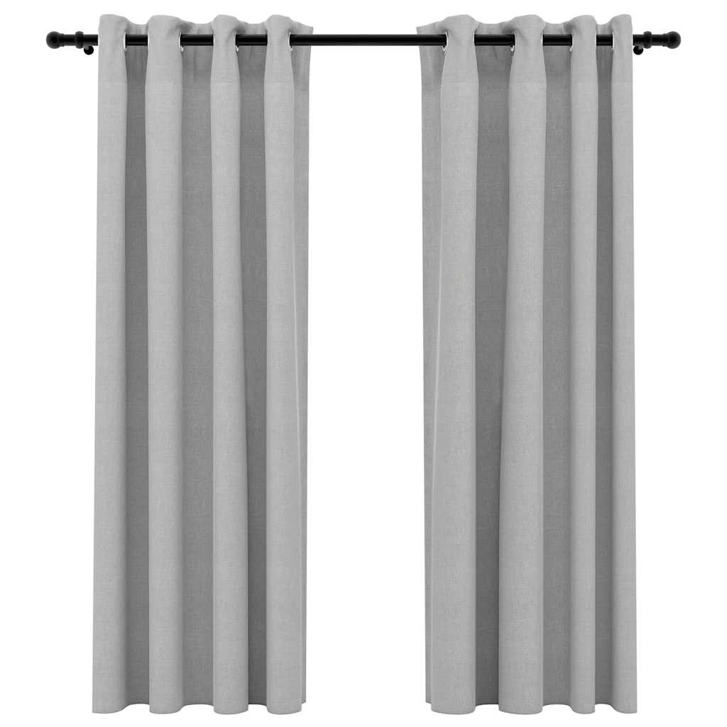 Vidaxl gordijnen linnenlook verduisterend ogen 2 st 140x175 cm grijs