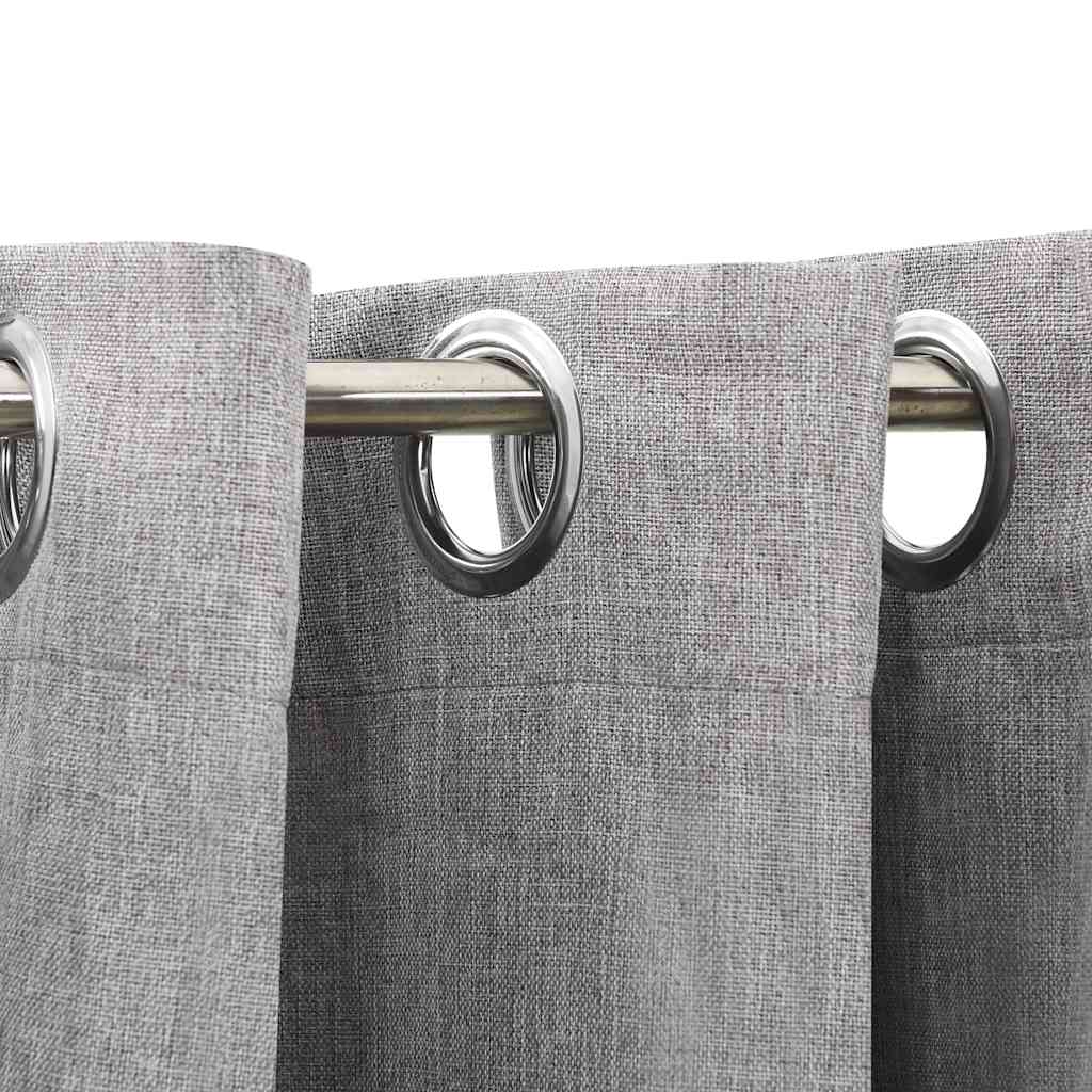 Vidaxl gordijnen linnenlook verduisterend ogen 2 st 140x175 cm grijs