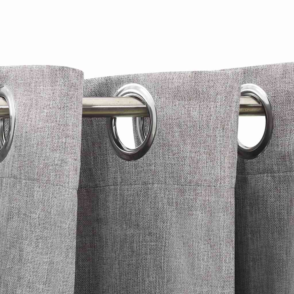 Vidaxl gordijnen linnenlook verduisterend ogen 2 st 140x225 cm grijs